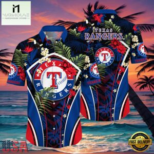 MLB Texas Rangers Flower Tropical Style Hot Trending Hawaiian Button Down Shirt