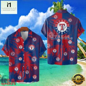 MLB Texas Rangers Tropical Palm Trees Aloha Hawaiian Shirt