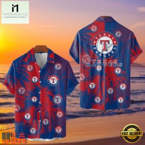 MLB Texas Rangers Tropical Palm Trees Aloha Hawaiian Shirt