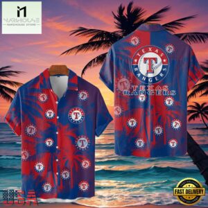 MLB Texas Rangers Tropical Palm Trees Aloha Hawaiian Shirt