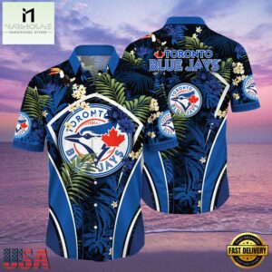 MLB Toronto Blue Jays Hibiscus Tropical Flowers Stripe Style Hot Trending Hawaiian Shirt