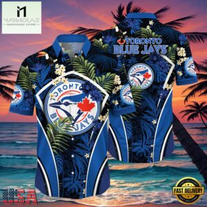MLB Toronto Blue Jays Hibiscus Tropical Flowers Stripe Style Hot Trending Hawaiian Shirt