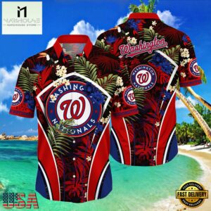 MLB Washington Nationals Flower Tropical Style Hot Trending Hawaiian Button Down Shirt