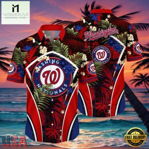 MLB Washington Nationals Flower Tropical Style Hot Trending Hawaiian Button Down Shirt