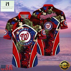MLB Washington Nationals Flower Tropical Style Hot Trending Hawaiian Button Down Shirt