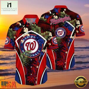 MLB Washington Nationals Flower Tropical Style Hot Trending Hawaiian Button Down Shirt