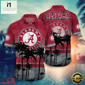 NCAA Alabama Crimson Tide Palm Tree Tropical Summer Beach Hawaiian Shirt