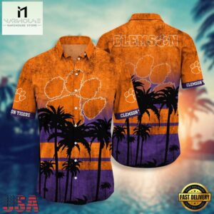 NCAA Clemson Tigers Palm Tree Tropical Summer Beach Hawaiian Shirt