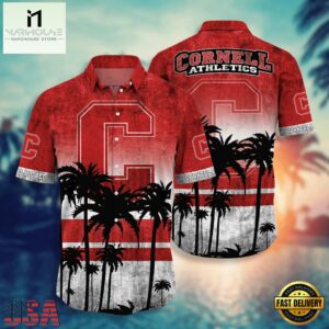 NCAA Cornell Big Red Palm Tree Tropical Summer Beach Hawaiian Shirt
