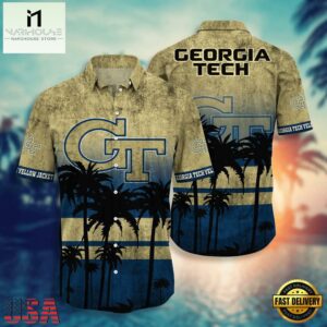 NCAA Georgia Tech Yellow Jackets Palm Tree Tropical Summer Beach Hawaiian Shirt