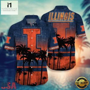 NCAA Illinois Fighting Illini Palm Tree Tropical Summer Beach Hawaiian Shirt