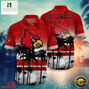 NCAA Louisville Cardinals Palm Tree Tropical Summer Beach Hawaiian Shirt