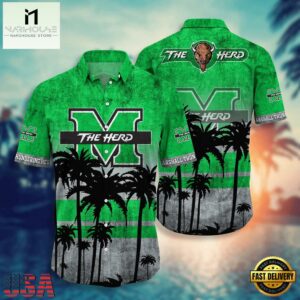 NCAA Marshall Thundering Herd Palm Tree Tropical Summer Beach Hawaiian Shirt