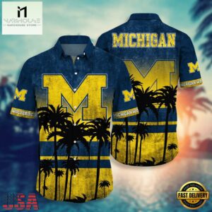 NCAA Michigan Wolverines Palm Tree Tropical Summer Beach Hawaiian Shirt