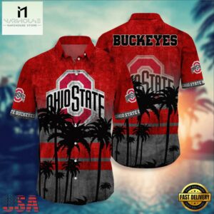 NCAA Ohio State Buckeyes Palm Tree Tropical Summer Beach Hawaiian Shirt