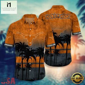 NCAA Texas Longhorns Palm Tree Tropical Summer Beach Hawaiian Shirt