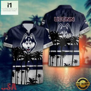 NCAA UCONN Huskies Palm Tree Tropical Summer Beach Hawaiian Shirt