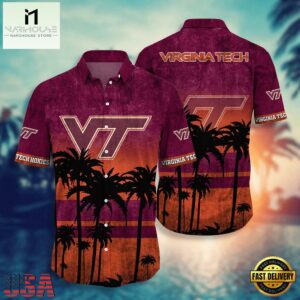 NCAA Virginia Tech Hokies Palm Tree Tropical Summer Beach Hawaiian Shirt