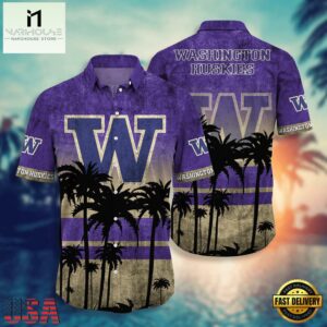 NCAA Washington Huskies Palm Tree Tropical Summer Beach Hawaiian Shirt