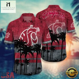 NCAA Washington State Cougars Palm Tree Tropical Summer Beach Hawaiian Shirt