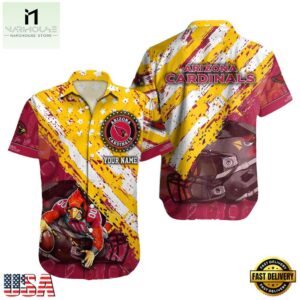 NFL Arizona Cardinals Football American Flag Mascot Custom Name Hawaiian Shirt