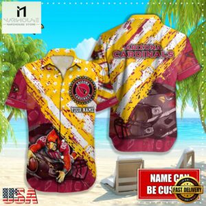 NFL Arizona Cardinals Football American Flag Mascot Custom Name Hawaiian Shirt