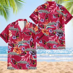 NFL Arizona Cardinals Football Team Flower Summer Design Hawaiian Button Shirt