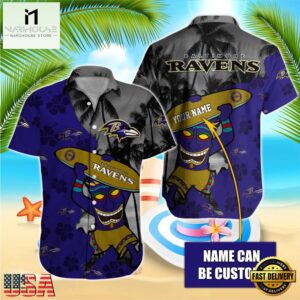 NFL Baltimore Ravens Retro Custom Name Hawaiian Shirts