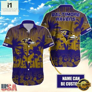 NFL Baltimore Ravens Vintage Style Custom Name Hawaiian Shirt