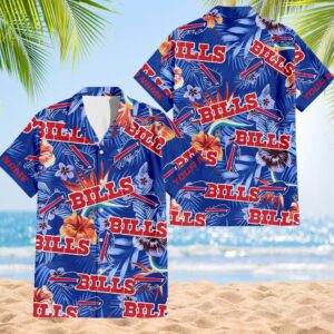 NFL Buffalo Bills Football Team Flower Summer Design Hawaiian Button Shirt