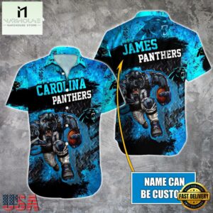 NFL Carolina Panthers Warrior Mascot Custom Name Hawaiian Shirt