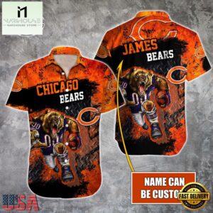 NFL Chicago Bears Warrior Mascot Custom Name Hawaiian Shirt