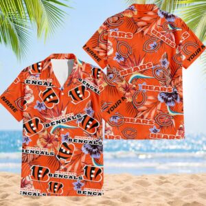 NFL Cincinnati Bengals Football Team Flower Summer Design Hawaiian Button Shirt