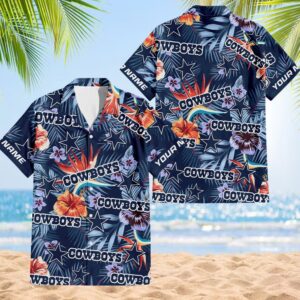 NFL Dallas Cowboys Football Team Flower Summer Design Hawaiian Button Shirt
