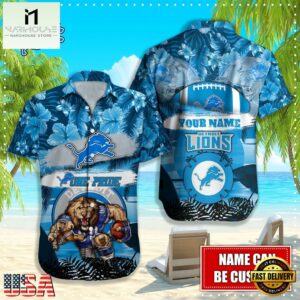 NFL Detroit Lions Mascot Football Hawaiian Shirt