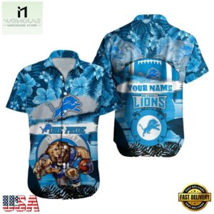 NFL Detroit Lions Mascot Football Hawaiian Shirt
