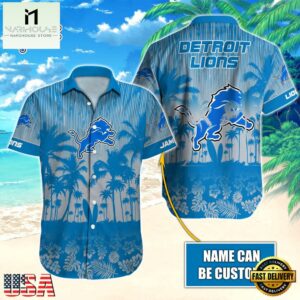 NFL Detroit Lions Vintage Style Custom Name Hawaiian Shirt