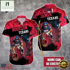 NFL Houston Texans Warrior Mascot Custom Name Hawaiian Shirt