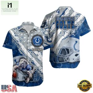 NFL Indianapolis Colts Football American Flag Mascot Custom Name Hawaiian Shirt
