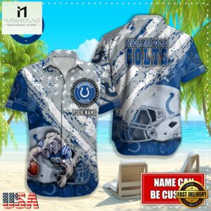 NFL Indianapolis Colts Football American Flag Mascot Custom Name Hawaiian Shirt