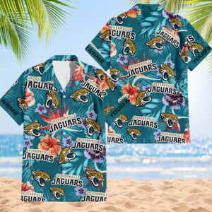 NFL Jacksonville Jaguars Football Team Flower Summer Design Hawaiian Button Shirt