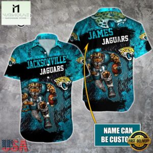 NFL Jacksonville Jaguars Warrior Mascot Custom Name Hawaiian Shirt