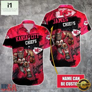 NFL Kansas City Chiefs Warrior Mascot Custom Name Hawaiian Shirt