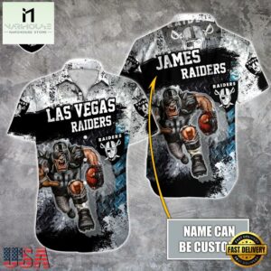 NFL Las Vegas Raiders Warrior Mascot Custom Name Hawaiian Shirt