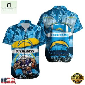 NFL Los Angeles Chargers Mascot Football Hawaiian Shirt