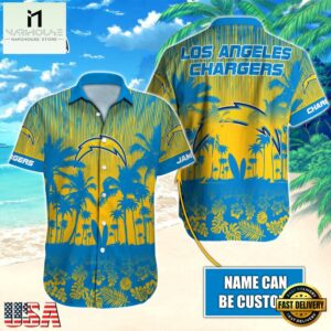 NFL Los Angeles Chargers Vintage Style Custom Name Hawaiian Shirt