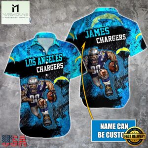 NFL Los Angeles Chargers Warrior Mascot Custom Name Hawaiian Shirt