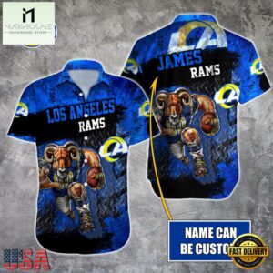 NFL Los Angeles Rams Warrior Mascot Custom Name Hawaiian Shirt