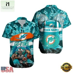 NFL Miami Dolphins Mascot Football Hawaiian Shirt