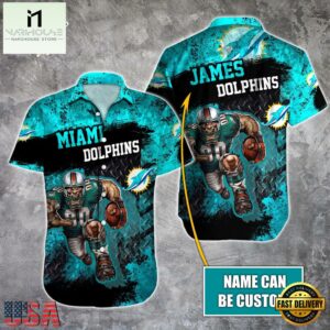 NFL Miami Dolphins Warrior Mascot Custom Name Hawaiian Shirt